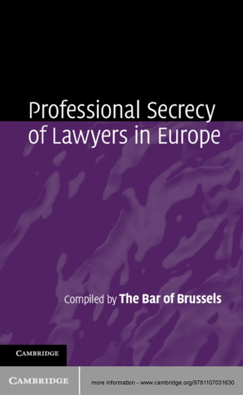 Cover image for book Professional Secrecy of Lawyers in Europe