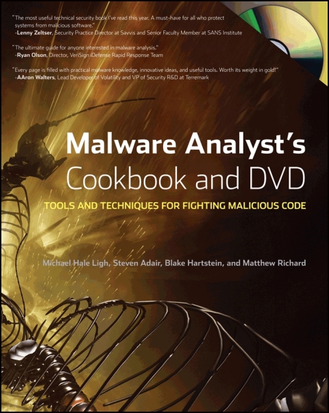Cover image for book Malware Analyst's Cookbook and DVD