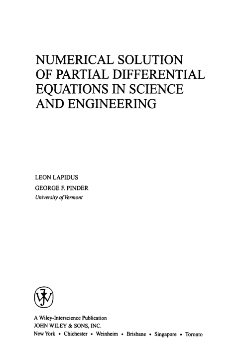 Cover image for book Numerical Solution of Partial Differential Equations in Science and Engineering