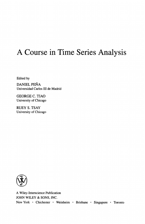 Cover image for book A Course in Time Series Analysis