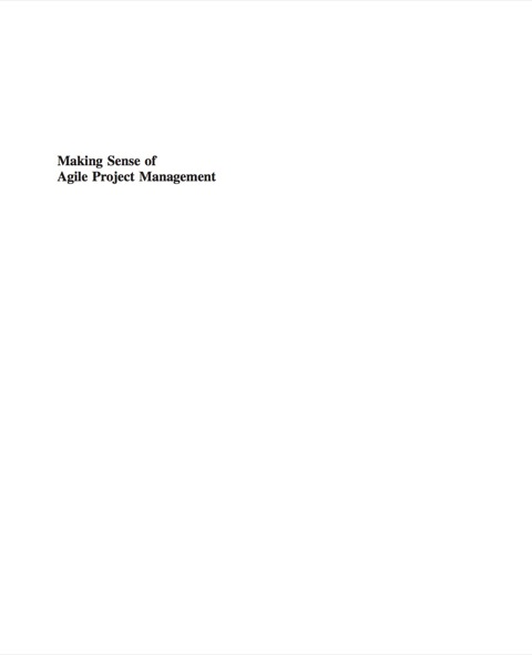 Cover image for book Making Sense of Agile Project Management: Balancing Control and Agility