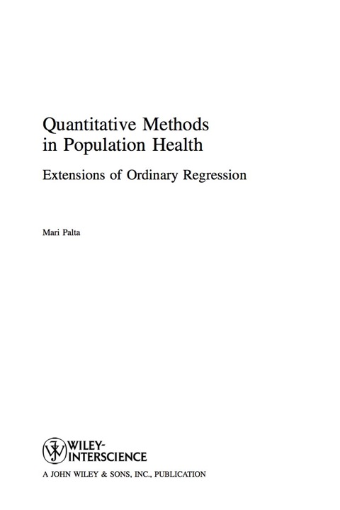 Cover image for book Quantitative Methods in Population Health: Extensions of Ordinary Regression