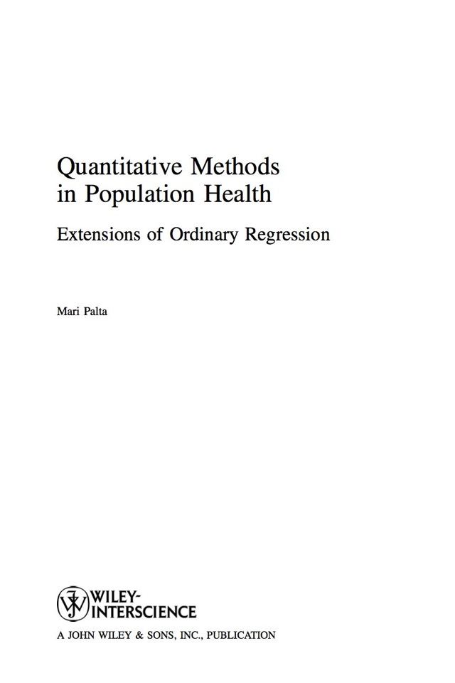 Quantitative Methods in Population Health Extensions of Ordinary Regression