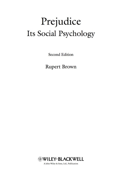 Cover image for book Prejudice: Its Social Psychology