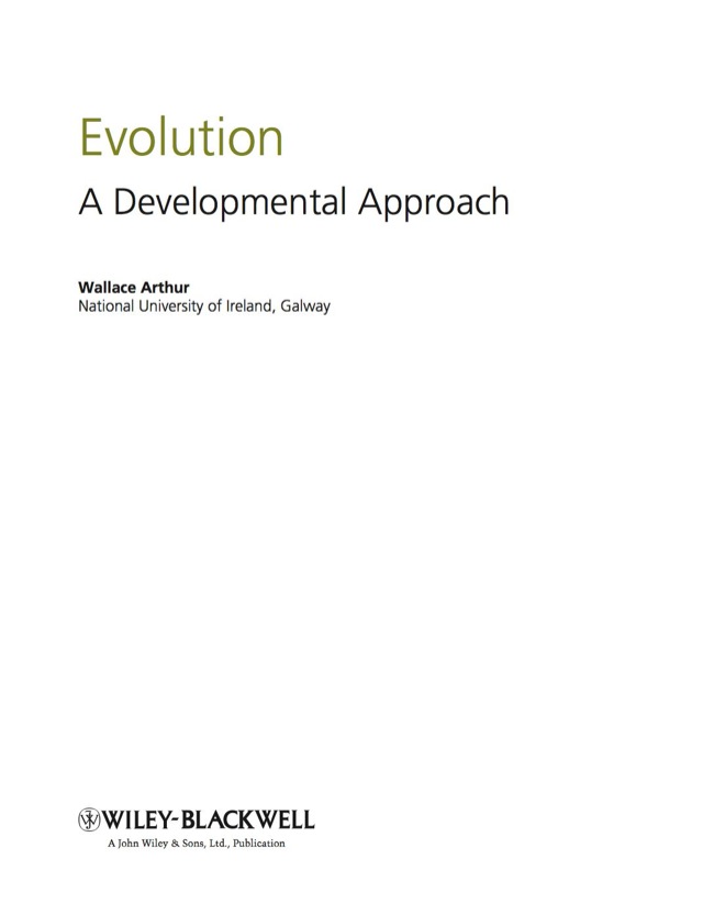 Evolution a Developmental Approach
