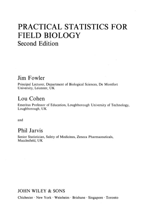 Cover image for book Practical Statistics for Field Biology