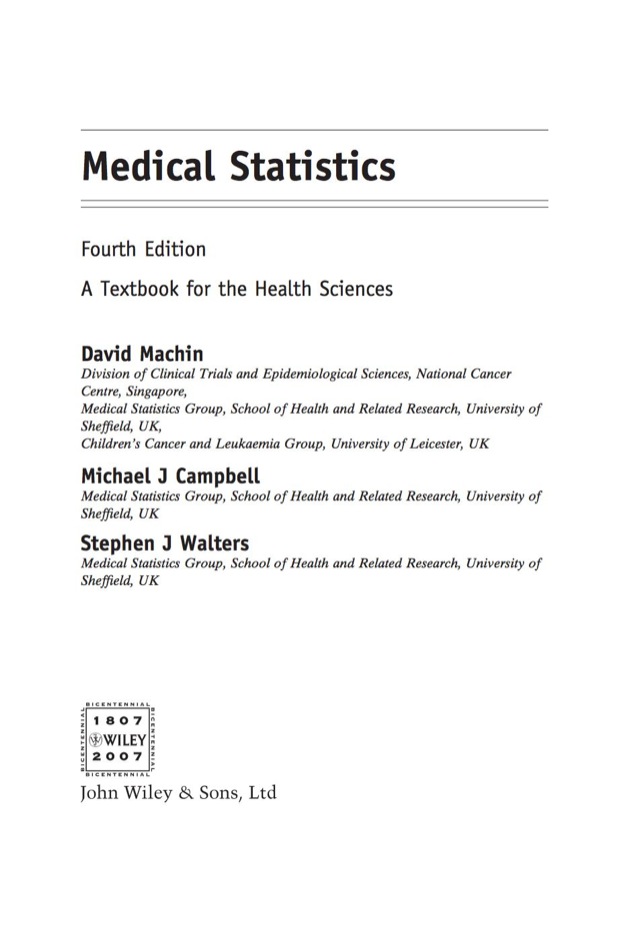 Medical Statistics a Textbook for the Health Sciences
