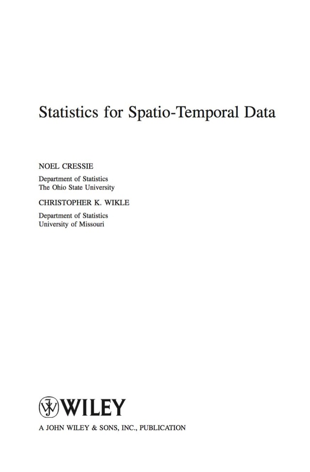 Statistics for Spatio Temporal Data