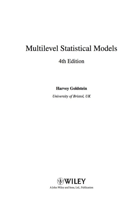 Cover image for book Multilevel Statistical Models