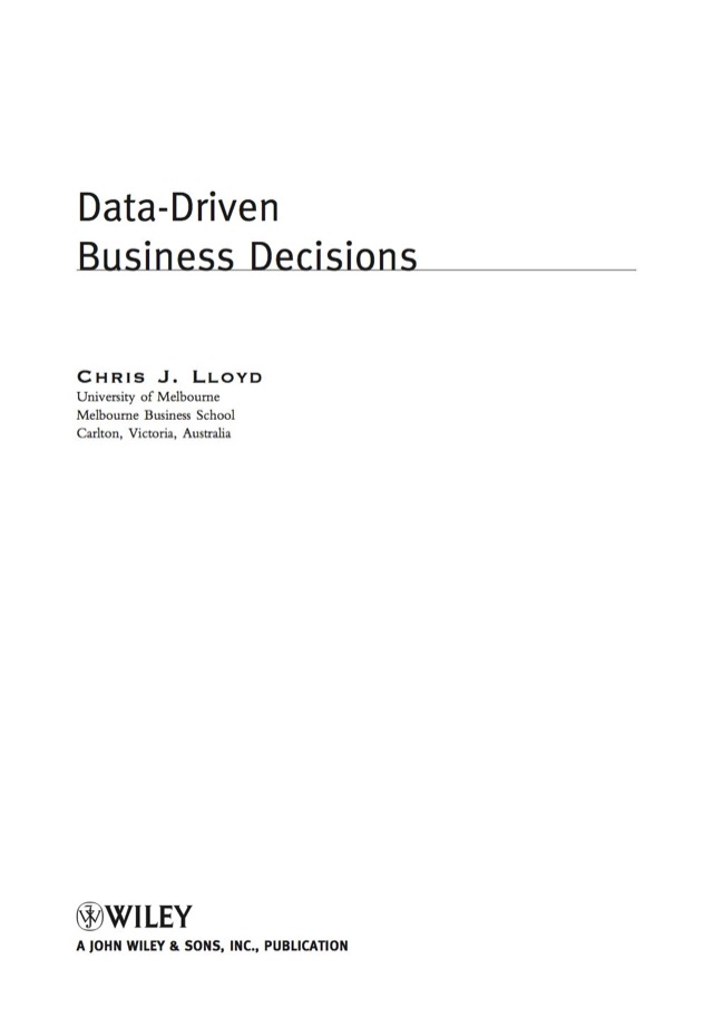 Data Driven Business Decisions