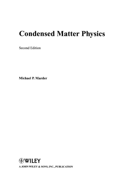 Condensed Matter Physics