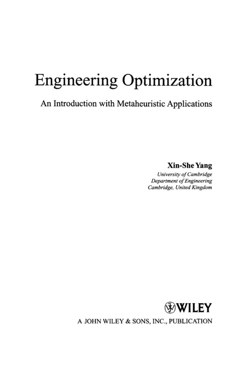 Cover image for book Engineering Optimization: An Introduction with Metaheuristic Applications