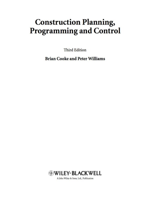 Cover image for book Construction Planning, Programming and Control