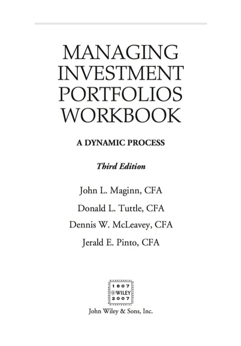 Cover image for book Managing Investment Portfolios Workbook: A Dynamic Process