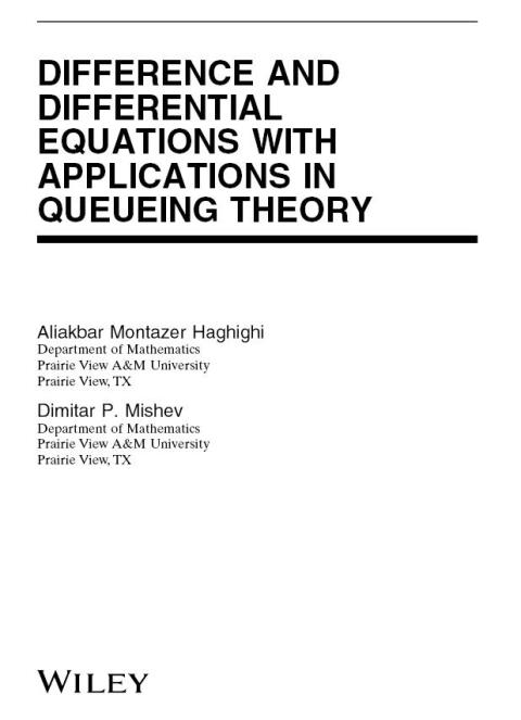 Cover image for book Difference and Differential Equations with Applications in Queueing Theory