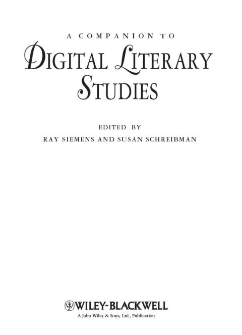 Cover image for book A Companion to Digital Literary Studies