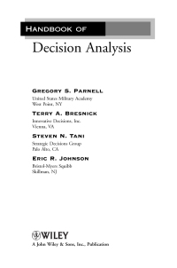 Cover image: Handbook of Decision Analysis 1st edition 9781118173138