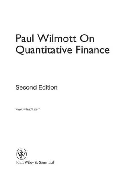 Cover image for book Paul Wilmott on Quantitative Finance, 3 Volume Set