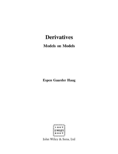 Cover image for book Derivatives Models on Models