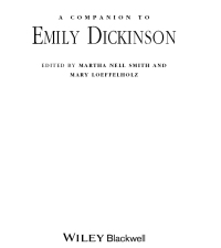 Cover image: A Companion to Emily Dickinson 1st edition 9781118492161