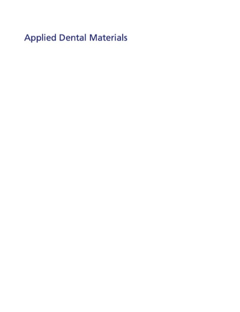 Cover image for book Applied Dental Materials 9th Edition