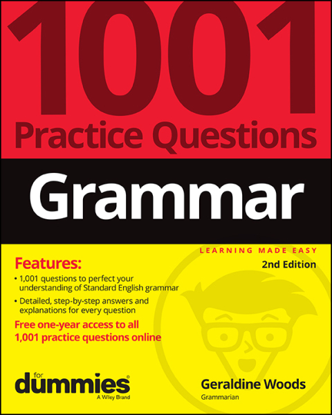 Cover image for book Grammar: 1001 Practice Questions For Dummies (+ Free Online Practice)