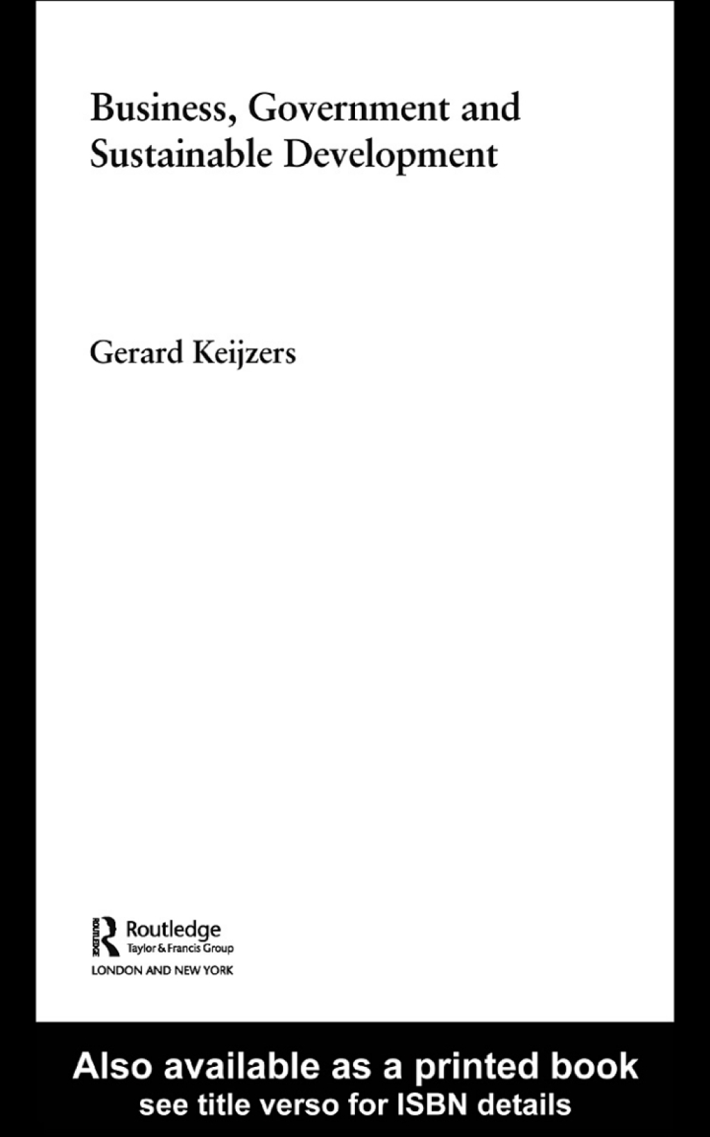 Business  Government and Sustainable Development (eBook) - Gerard Keijzers