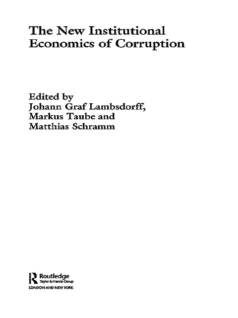 Cover image for book The New Institutional Economics of Corruption