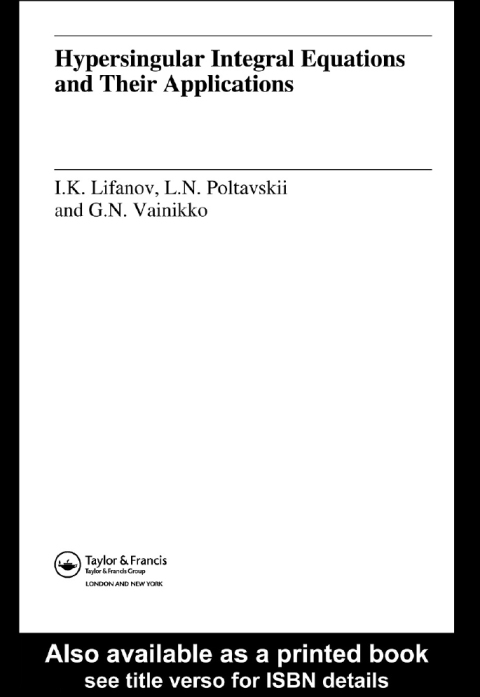 Cover image for book Hypersingular Integral Equations and Their Applications