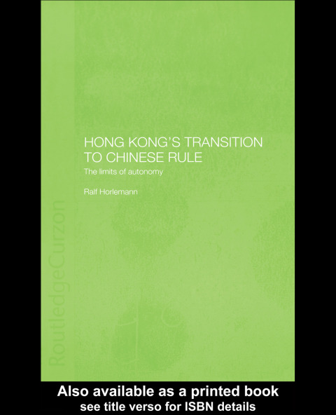 Cover image for book Hong Kong's Transition to Chinese Rule