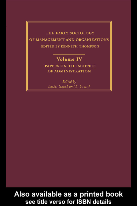 Cover image for book Papers on the Science of Administration