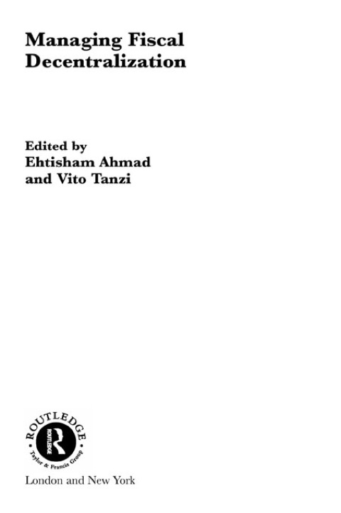 Cover image for book Managing Fiscal Decentralization