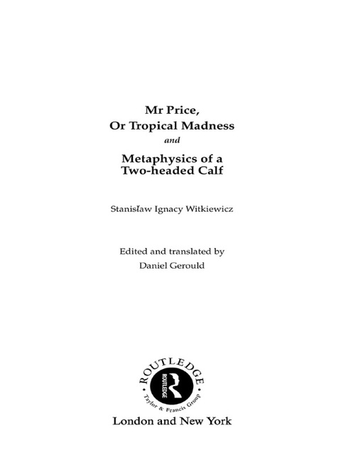 Cover image for book Mr Price, or Tropical Madness and Metaphysics of a Two- Headed Calf