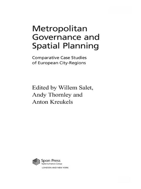 Cover image for book Metropolitan Governance and Spatial Planning