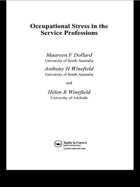 Cover image for book Occupational Stress in the Service Professions