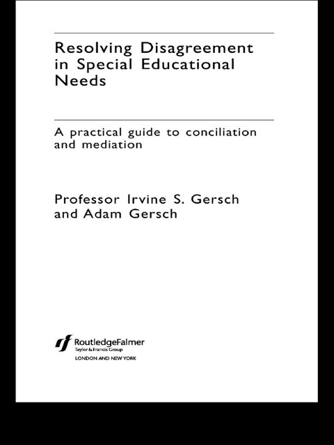 Cover image for book Resolving Disagreement in Special Educational Needs