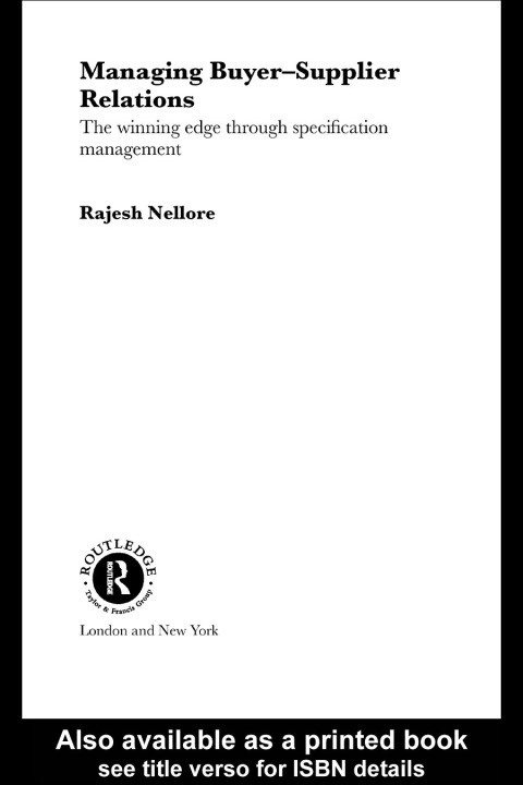 Cover image for book Managing Buyer-Supplier Relations
