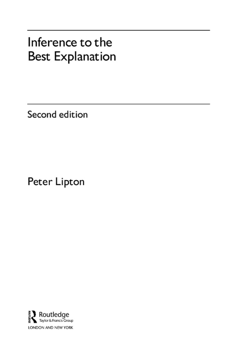 Cover image for book Inference to the Best Explanation