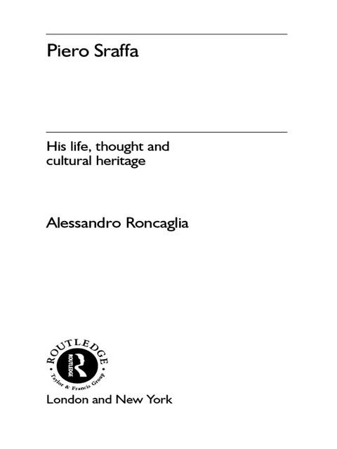 Cover image for book Piero Sraffa