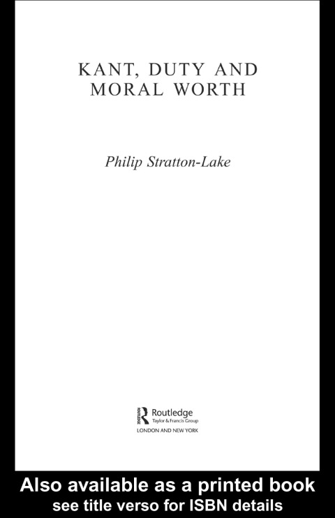 Cover image for book Kant, Duty and Moral Worth