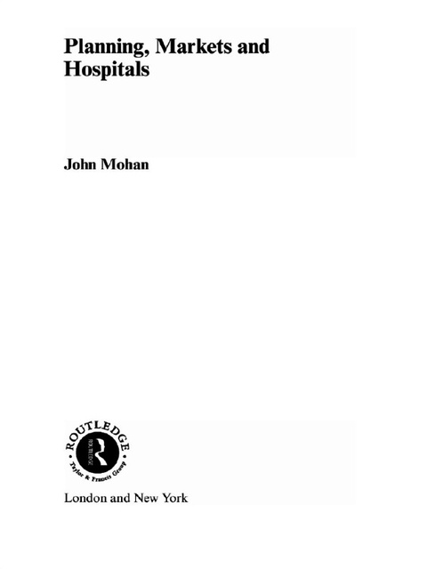 Cover image for book Planning, Markets and Hospitals