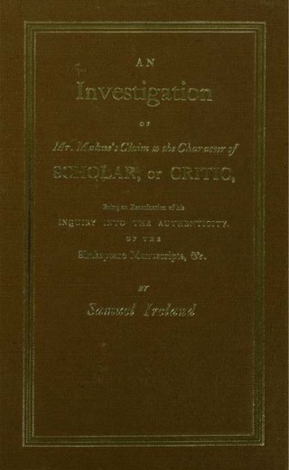 Investigation into Mr. Malone's Claim to Charter of Scholar