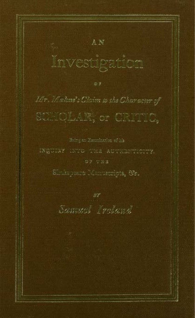 Investigation into Mr. Malone's Claim to Charter of Scholar