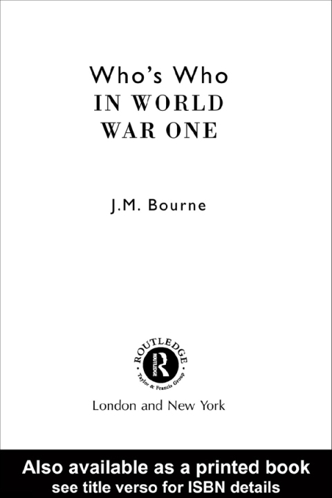 Cover image for book Who's Who in World War I