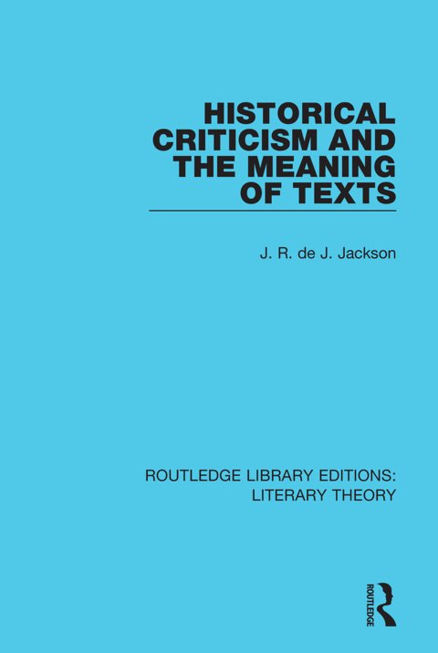 Cover image for book Historical Criticism and the Meaning of Texts