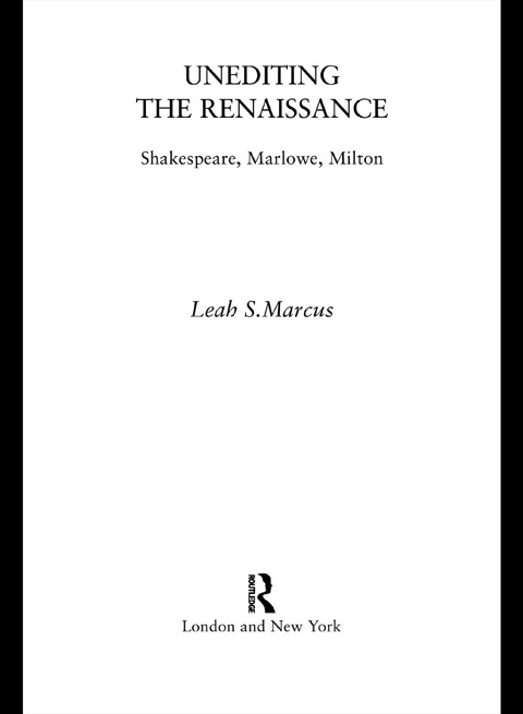 Cover image for book Unediting the Renaissance