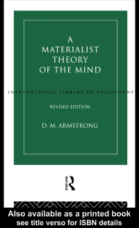 Cover image: A Materialist Theory of the Mind 2nd edition 9781138168046