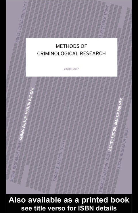 Cover image for book Methods of Criminological Research