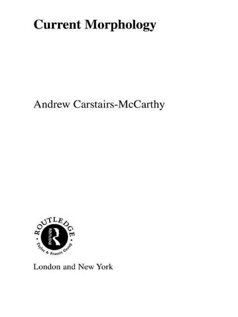 Cover image for book Current Morphology