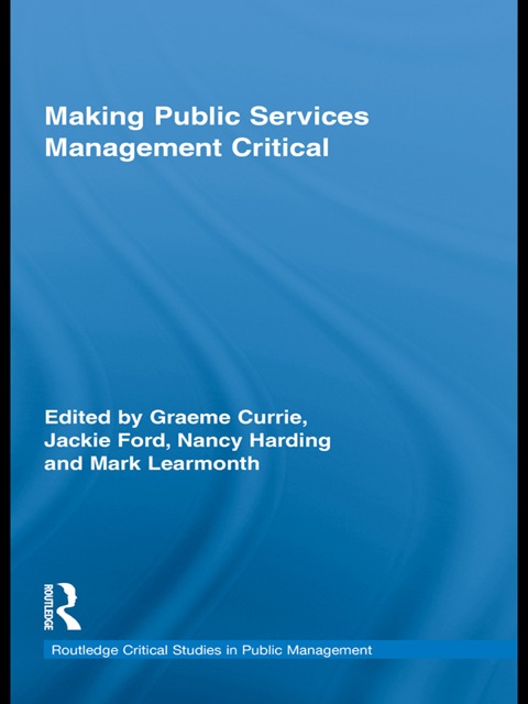 Cover image for book Making Public Services Management Critical